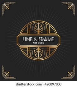Art deco frame design for your design such as invitation, print, banner, poster. Vector illustration