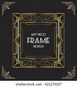 Art deco frame design for your design such as invitation, print, banner, poster. Vector illustration