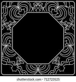art deco frame with floral ornament for fabric design. vector illustration.