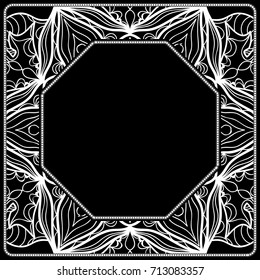 art deco frame with floral ornament for fabric design. vector illustration.