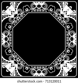 art deco frame with floral ornament for fabric design. vector illustration.