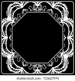 art deco frame with floral ornament for fabric design. vector illustration.