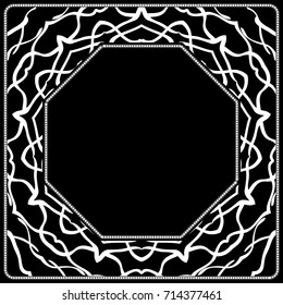 art deco frame with floral ornament for fabric design. vector illustration.