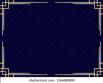 Art deco frame with golden gradient. Vintage linear border. Design a template for invitations, leaflets and greeting cards. The style of the 1920s and 1930s. Vector illustration