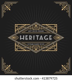 Art deco frame and label design suitable for Luxurious Business such as Hotel, Spa, Real Estate, Restaurant, Jewelry and Product tags. Vector illustration