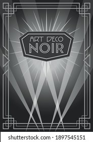 Art Deco Frame, Noir Style Border, 1920s, 1930s Poster Background, Retro Geometric Ornament