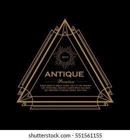 art deco frame retro linear thin line geometric shape design badge
