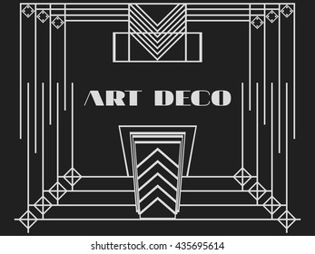 Art deco frame. Retro style background. Vector illustration.