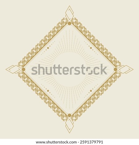 Art Deco frame in rhombus shape on light background. Vintage retro Art Deco border design. Vector illustration
