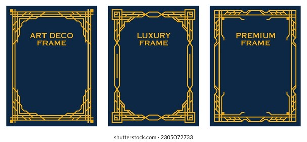 Marco Art Deco conjunto marcos de lujo banner etiqueta tarjeta de boda de lujo . fondo con marco. ilustración vectorial. crear sus diseños con marco