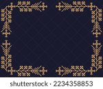 Art deco frame with snowflakes. Vintage linear border.Style of the 1920s and 1930s. Christmas frame design a template for invitations, leaflets and greeting cards. Vector illustration