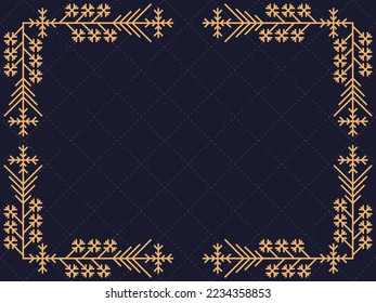 Cadre Art déco avec flocons de neige. Bordure linéaire vintage.Style des années 1920 et 1930. Le cadre de Noël crée un modèle pour les invitations, les dépliants et les cartes de voeux. Illustration vectorielle