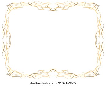 Art deco frame with swirls. Art Nouveau linear border. Design a template for invitations, leaflets and greeting cards. Geometric golden frame. The style of the 1920s - 1930s. Vector illustration