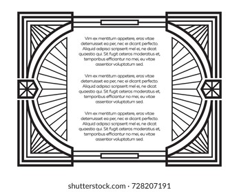 Art deco frame template isolated on white background. Vector illustration