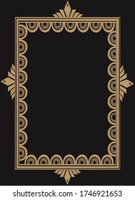 art Deco frame vector template / illustration. Isolated on a black background
