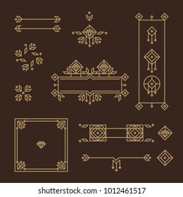 Art Deco Frame. Vintage Design Elements. Vector Frames. Wedding Template. Retro Border. Artdeco Illustration.