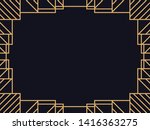 Art deco frame. Vintage linear border. Design a template for invitations, leaflets and greeting cards. The style of the 1920s - 1930s. Vector illustration