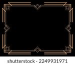 Art deco frame. Vintage linear border. Design a template for invitations, leaflets and greeting cards. Geometric golden frame. The style of the 1920s - 1930s. Vector illustration