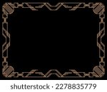Art deco frame. Vintage linear border. Design a template for invitations, leaflets and greeting cards. Geometric golden frame. The style of the 1920s - 1930s. Vector illustration