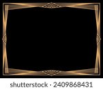 Art deco frame. Vintage linear border. Design a template for invitations, leaflets and greeting cards. Geometric golden frame. The style of the 1920s - 1930s. Vector illustration