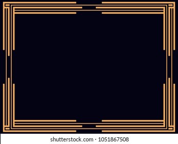 Art deco frame. Vintage linear border. Design a template for invitations, leaflets and greeting cards. The style of the 1920s - 1930s. Vector illustration
