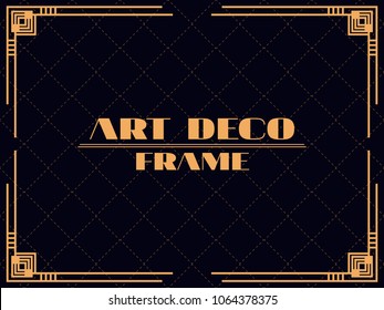 Art deco frame. Vintage linear border. Design a template for invitations, leaflets and greeting cards. The style of the 1920s - 1930s. Vector illustration