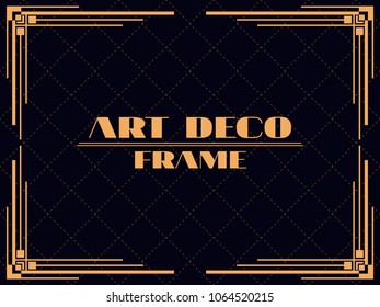 Art deco frame. Vintage linear border. Design a template for invitations, leaflets and greeting cards. The style of the 1920s - 1930s. Vector illustration