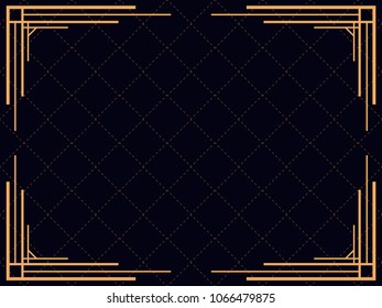 Art deco frame. Vintage linear border. Design a template for invitations, leaflets and greeting cards. The style of the 1920s - 1930s. Vector illustration