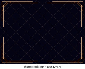 Art deco frame. Vintage linear border. Design a template for invitations, leaflets and greeting cards. The style of the 1920s - 1930s. Vector illustration