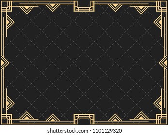 Art deco frame. Vintage linear border. Design a template for invitations, leaflets and greeting cards. The style of the 1920s - 1930s. Vector illustration