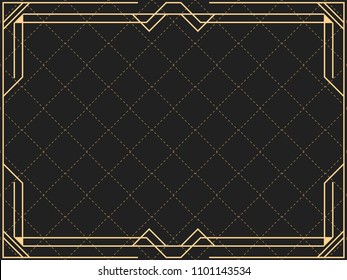 Art deco frame. Vintage linear border. Design a template for invitations, leaflets and greeting cards. The style of the 1920s - 1930s. Vector illustration