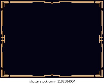 Art deco frame. Vintage linear border. Design a template for invitations, leaflets and greeting cards. The style of the 1920s - 1930s. Vector illustration