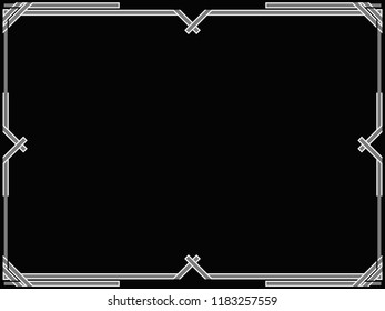 Art deco frame. Vintage linear border. Design a template for invitations, leaflets and greeting cards. The style of the 1920s - 1930s. Vector illustration