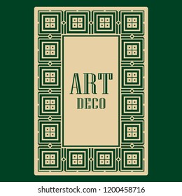 Art deco frame. Vintage linear border. Design a template for invitations, leaflets and greeting cards
