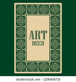 Art deco frame. Vintage linear border. Design a template for invitations, leaflets and greeting cards