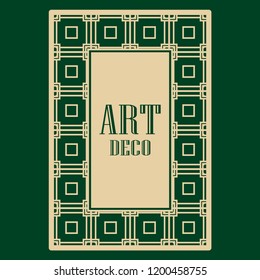 Art deco frame. Vintage linear border. Design a template for invitations, leaflets and greeting cards