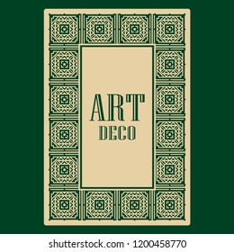 Art deco frame. Vintage linear border. Design a template for invitations, leaflets and greeting cards