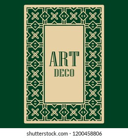 Art deco frame. Vintage linear border. Design a template for invitations, leaflets and greeting cards
