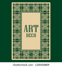 Art deco frame. Vintage linear border. Design a template for invitations, leaflets and greeting cards