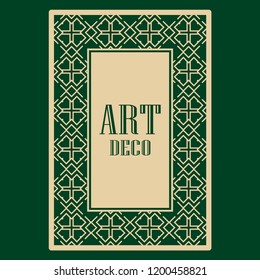 Art deco frame. Vintage linear border. Design a template for invitations, leaflets and greeting cards