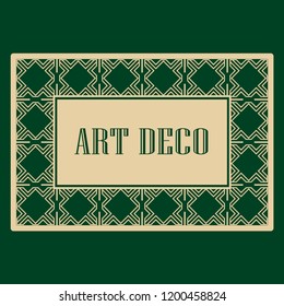 Art deco frame. Vintage linear border. Design a template for invitations, leaflets and greeting cards