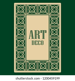 Art deco frame. Vintage linear border. Design a template for invitations, leaflets and greeting cards