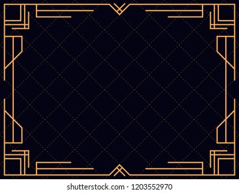 Art deco frame. Vintage linear border. Design a template for invitations, leaflets and greeting cards. The style of the 1920s - 1930s. Vector illustration