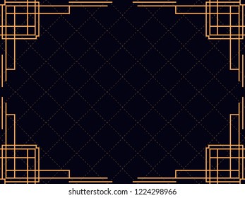 Art deco frame. Vintage linear border. Design a template for invitations, leaflets and greeting cards. The style of the 1920s and 1930s. Vector illustration
