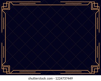 Art deco frame. Vintage linear border. Design a template for invitations, leaflets and greeting cards. The style of the 1920s and 1930s. Vector illustration