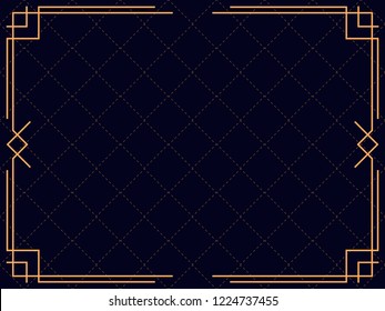 Art deco frame. Vintage linear border. Design a template for invitations, leaflets and greeting cards. The style of the 1920s and 1930s. Vector illustration