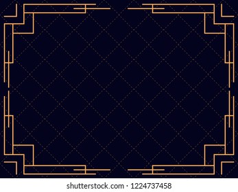 Art deco frame. Vintage linear border. Design a template for invitations, leaflets and greeting cards. The style of the 1920s and 1930s. Vector illustration