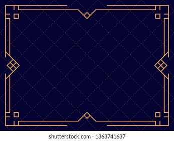 Art deco frame. Vintage linear border. Design a template for invitations, leaflets and greeting cards. The style of the 1920s and 1930s. Vector illustration