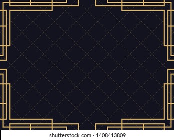 Art deco frame. Vintage linear border. Design a template for invitations, leaflets and greeting cards. The style of the 1920s and 1930s. Vector illustration