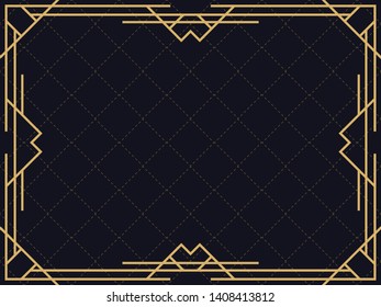 Art deco frame. Vintage linear border. Design a template for invitations, leaflets and greeting cards. The style of the 1920s and 1930s. Vector illustration